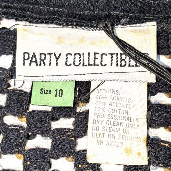 70s Sequin Crochet Cardigan Party Collectibles Size 10 Gold Silver Disco - Picture 10 of 16